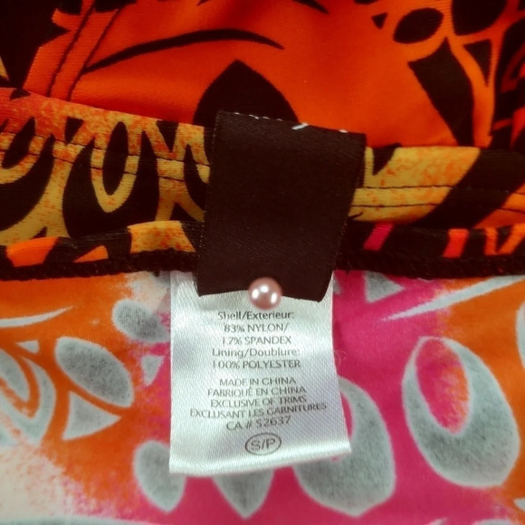 Aquafunky Tankini Tropical/Aztec Print Colorful Pink Orange Yellow Black Halter - Picture 8 of 8